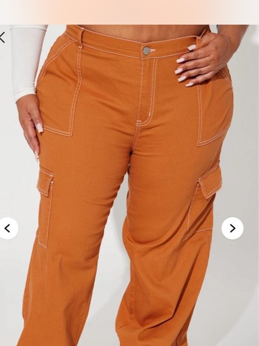 Fashion Nova Women's Wide-Leg Cargo Pants in Rust Orange